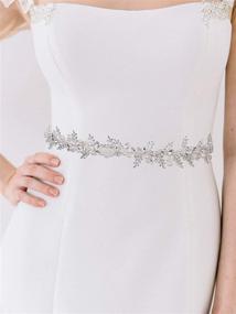 img 2 attached to SWEETV Rose Gold & Silver Rhinestone Bridal Belt - Handmade Beaded Leaf Wedding Dress Sash for Bridesmaids