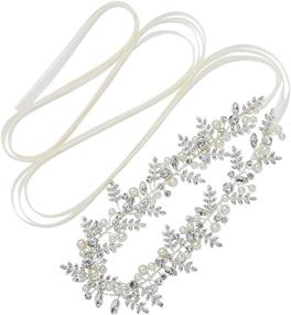 img 4 attached to SWEETV Rose Gold & Silver Rhinestone Bridal Belt - Handmade Beaded Leaf Wedding Dress Sash for Bridesmaids