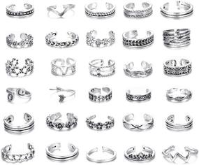 img 4 attached to 💍 Finrezio 30PCS Open Toe Rings Set for Women and Girls – Vintage Knuckle Rings, Retro Finger Jewelry