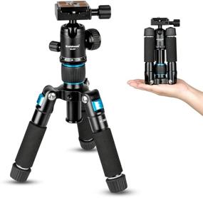 img 4 attached to Koolehaoda Portable Mini Tripod: Compact 20-inch Aluminum Alloy Tabletop Tripod with 360° Ball Head and Bag - Blue