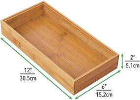 img 2 attached to mDesign Bamboo Farmhouse Storage Bin Tray - 2 Pack - Natural - Ideal for Home and Office Organization of Gel Pens, Pencils, Markers, and More