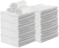 24 pack of white washcloths - 100% cotton, durable & lightweight - 12x12 inches for bath, cleaning, and more! logo