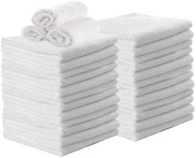 img 4 attached to 24 Pack of White Washcloths - 100% Cotton, Durable & Lightweight - 12x12 Inches for Bath, Cleaning, and More!