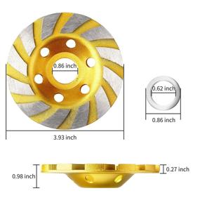 img 3 attached to High-Performance 4-Inch Turbo Diamond Grinding Cup Wheel for Concrete, Stone, and Ceramic Surfaces - Heavy-Duty Angle Grinder Accessory (Yellow)