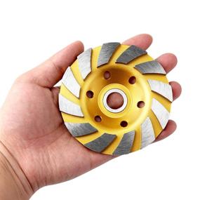 img 1 attached to High-Performance 4-Inch Turbo Diamond Grinding Cup Wheel for Concrete, Stone, and Ceramic Surfaces - Heavy-Duty Angle Grinder Accessory (Yellow)