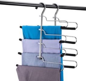 img 4 attached to 👖 HOUSE DAY Pants Hangers: Stainless Steel 4-Layer Non-Slip Space Saving Rack for Trousers, Skirts, Jeans, Scarves, Ties - 2 Pack