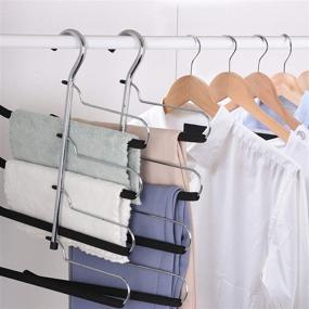 img 2 attached to 👖 HOUSE DAY Pants Hangers: Stainless Steel 4-Layer Non-Slip Space Saving Rack for Trousers, Skirts, Jeans, Scarves, Ties - 2 Pack