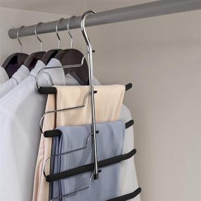 img 1 attached to 👖 HOUSE DAY Pants Hangers: Stainless Steel 4-Layer Non-Slip Space Saving Rack for Trousers, Skirts, Jeans, Scarves, Ties - 2 Pack