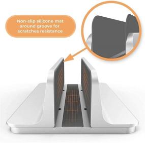 img 2 attached to 🖥️ Space-Saving Vertical Laptop Stand Holder - HILZO Aluminum Stand for Office Desk and Home Office - Fits Laptops up to 17.3 inches - Compatible with MacBook Air, HP, Lenovo, Dell, and More