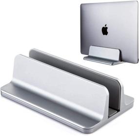 img 4 attached to 🖥️ Space-Saving Vertical Laptop Stand Holder - HILZO Aluminum Stand for Office Desk and Home Office - Fits Laptops up to 17.3 inches - Compatible with MacBook Air, HP, Lenovo, Dell, and More