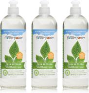 🌼 natural flower power - free & clear dish soap, unscented, cuts grease and grime effectively, non-toxic and biodegradable, sulfate-free - 16 ounce (pack of 3) logo