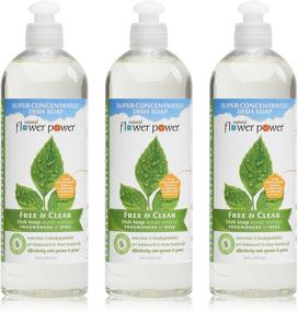 img 4 attached to 🌼 Natural Flower Power - Free & Clear Dish Soap, Unscented, Cuts Grease and Grime Effectively, Non-Toxic and Biodegradable, Sulfate-Free - 16 Ounce (Pack of 3)