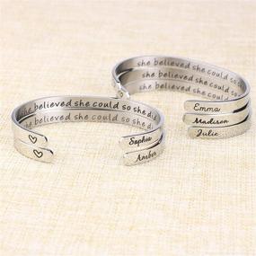 img 3 attached to 🎁 Inspirational Engraved Cuff Bangle - Custom Name Mantra for Women, Bridesmaids - Ideal Gift for Christmas, Birthdays, and Weddings