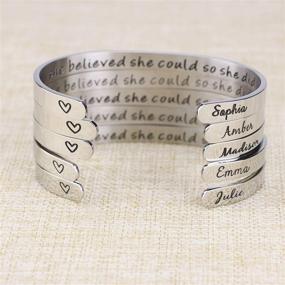 img 2 attached to 🎁 Inspirational Engraved Cuff Bangle - Custom Name Mantra for Women, Bridesmaids - Ideal Gift for Christmas, Birthdays, and Weddings