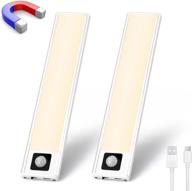 ultra thin usb rechargeable led under cabinet lights with motion sensor - set of 2, ideal for kitchen, stairway, and wardrobe логотип