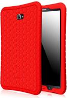 red fintie silicone case for samsung galaxy tab a 10.1 (2016 no s pen version) - shock proof cover, lightweight and kids friendly with anti-slip, honeycomb series logo