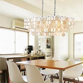 img 4 attached to 💡 Stunning Modern White Shell + Crystal Home Ceiling Light Fixture Flush Mount - Ideal Pendant Chandeliers for Bedroom & Living Room (Style B)