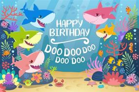 img 4 attached to 🦈 Under The Sea Happy Birthday Theme Backdrop - GYA Cartoon Cute Shark Photography Background for Baby Shower, Kids Party, Newborn Child, Family Portrait Studio Props - 5x3ft