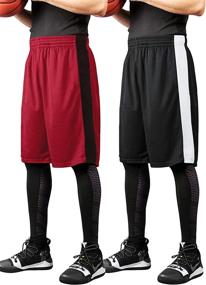 img 4 attached to COOFANDY Men's Dry Fit Basketball Shorts: 2-Pack 🏀 Mesh Workout Running Shorts for Active Performance with Pockets