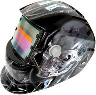 🔥 solar-powered auto darkening welding helmet hood with adjustable shade range 4/9-13 for mig tig arc welder mask shield - flaming skull design logo