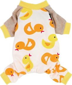 img 4 attached to 🐶 Fitwarm Soft Cotton Dog Pajamas | Cute Duck Pet Clothes for Dogs | Breathable Puppy Onesie | Stretchy Doggie PJS
