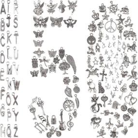 img 4 attached to 🔎 BIHRTC 150PCS Mixed Silver Charms: A-Z Alphabet Assorted for DIY Bracelets, Necklaces, and Keychains