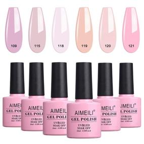 img 4 attached to 💅 AIMEILI Valentine's Day Gel Nail Polish Set - 6pcs X 10ml Soak Off Nude Pink Gel Nail Polish Color Kit Set 31
