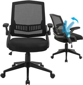 img 4 attached to 💺 ANACCI Office Chair: Ergonomic Mid-Back Desk Chair with Mesh Back Support, Flip-up Armrests, Rocking Backrest, and Thick Cushion – 300LBS Weight Capacity