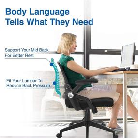img 3 attached to 💺 ANACCI Office Chair: Ergonomic Mid-Back Desk Chair with Mesh Back Support, Flip-up Armrests, Rocking Backrest, and Thick Cushion – 300LBS Weight Capacity