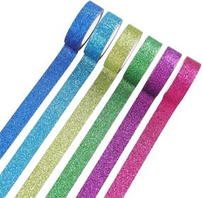 img 3 attached to Sparkling Glitter Washi Tape Kit - Set of 12 Rolls, Colorful Masking Tape for Art, Scrapbooking, Decoration & Crafts (Dark)