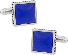 img 4 attached to 😺 Silver Tone Cuff Daddy Catseye Style Cufflinks In Presentation for Men's Accessories