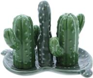 🌵 cactus ceramic salt and pepper shakers with tray - collectible kitchen décor logo