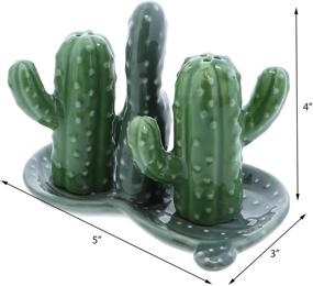 img 3 attached to 🌵 Cactus Ceramic Salt and Pepper Shakers with Tray - Collectible Kitchen Décor