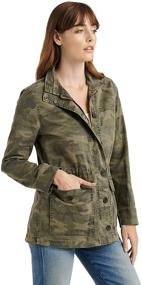 img 1 attached to 👚 Lucky Brand Camo Printed Utility Jacket for Women with Long Sleeves and Button-Up Design