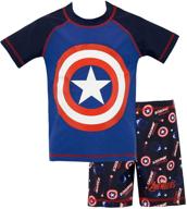 marvel boys' captain america swim set – two piece swimwear perfect for superhero fans logo