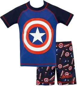 img 4 attached to Marvel Boys' Captain America Swim Set – Two Piece Swimwear Perfect for Superhero Fans