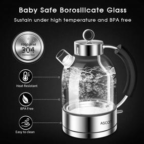 img 3 attached to ASCOT Glass Electric Tea Kettle 1.7L - Stainless Steel Tea Heater & Hot Water Boiler, 1500W, Borosilicate Glass, BPA-Free, Cordless, Auto Shut-Off & Boil-Dry Protection