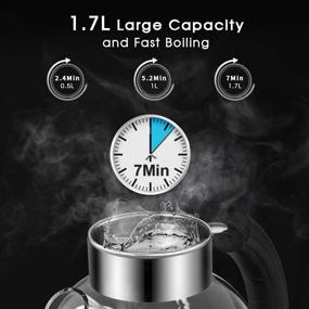 img 2 attached to ASCOT Glass Electric Tea Kettle 1.7L - Stainless Steel Tea Heater & Hot Water Boiler, 1500W, Borosilicate Glass, BPA-Free, Cordless, Auto Shut-Off & Boil-Dry Protection