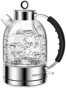 img 4 attached to ASCOT Glass Electric Tea Kettle 1.7L - Stainless Steel Tea Heater & Hot Water Boiler, 1500W, Borosilicate Glass, BPA-Free, Cordless, Auto Shut-Off & Boil-Dry Protection