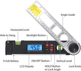 img 3 attached to Proster Digital LCD Inclinometer: Accurate Angle Gauge 0~270° with Level Bubble and Protractor