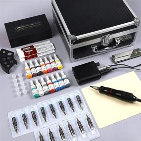 img 2 attached to 🖋️ Tatooine Deluxe Rotary Tattoo Pen Kit + Power Supply, 20 Cartridges/Needles, 14 Tattoo Inks, Foot Pedal & Accessories - Perfect for Beginners and Professional Tattoo Artists