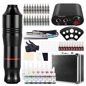 img 4 attached to 🖋️ Tatooine Deluxe Rotary Tattoo Pen Kit + Power Supply, 20 Cartridges/Needles, 14 Tattoo Inks, Foot Pedal & Accessories - Perfect for Beginners and Professional Tattoo Artists