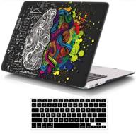 💡 icasso macbook air 13 inch rubber coated soft touch hard shell protective case cover with keyboard cover - brain, for model a1369/a1466 logo