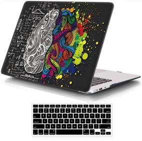 img 4 attached to 💡 iCasso MacBook Air 13 Inch Rubber Coated Soft Touch Hard Shell Protective Case Cover with Keyboard Cover - Brain, for Model A1369/A1466