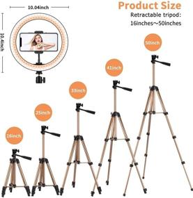 img 2 attached to 📸 10-Inch Selfie Ring Light with Stand, Phone Holder, Remote Shutter, and Camera Tripod – PEYOU LED Ring Light Tripod Ideal for Live Stream, Makeup, TikTok – Compatible with iPhone Camera – Champagne