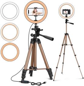 img 4 attached to 📸 10-Inch Selfie Ring Light with Stand, Phone Holder, Remote Shutter, and Camera Tripod – PEYOU LED Ring Light Tripod Ideal for Live Stream, Makeup, TikTok – Compatible with iPhone Camera – Champagne