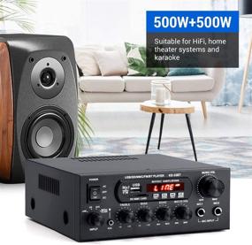 img 3 attached to 🔊 Facmogu KS-33BT 500W+500W 2CH Bluetooth Power Amplifier, 2 Microphone Input Digital Audio Player Home Stereo HIFI USB Memory Card Auxiliary FM AMP 110V