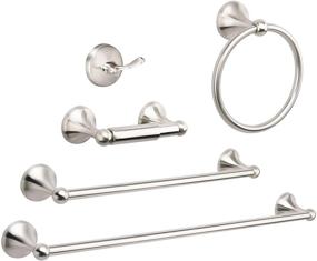 img 4 attached to 🛁 USHOWER Satin Nickel Bathroom Hardware Set, Complete with 24 Inch Bath Towel Bar - 5 Piece Set