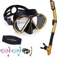 🏊 omgear snorkel set: dive mask, snorkel, and swim goggles with dry snorkel, nose snorkeling glasses - complete gear kit for scuba diving, swimming, and snorkeling - includes neoprene strap & mesh bag logo