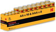 🔋 батарейки kodak aaa + aa, 1,5 в, высокопроизводительные щелочные одноразовые батарейки с сроком годности 10 лет (комплект из 24 штук) логотип